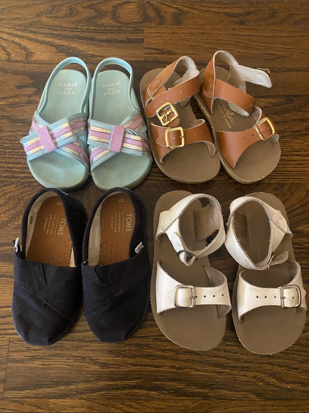 Lot of three pair size 7 one pair size 8 white sandals